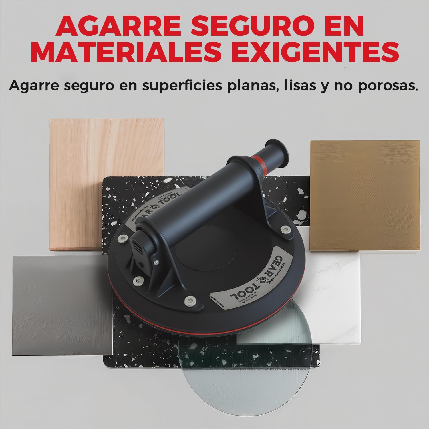 2 Ventosas para Azulejos con Maletín | Diámetro 20 cm y Carga Máxima 260 kg | Ventosa para Cristal Profesional, Ventosa para Elevar y Transportar Mármol, Vidrio, Muebles