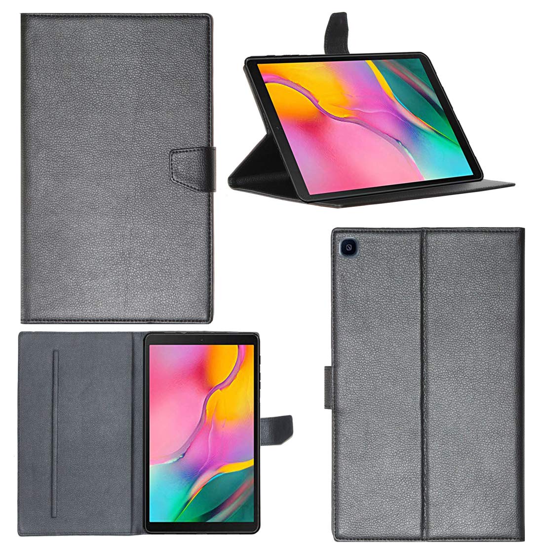 Zaoma PU Leather Flip Flap Case for Samsung Galaxy Tab A 2019 10.1 inch Tablet. Model No. SM-T510 / SM-T515. - Black