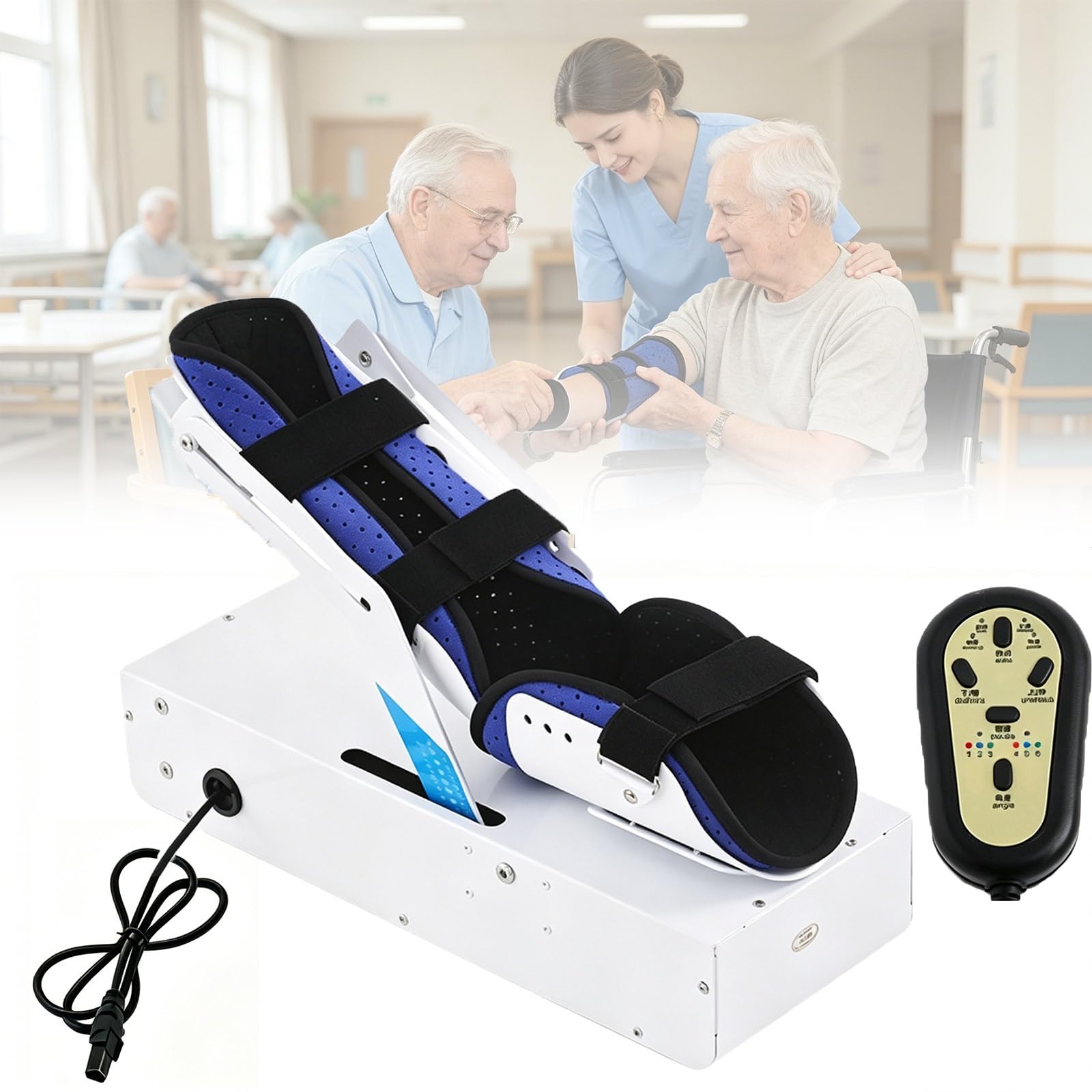 Dispositivo elettrico per la riabilitazione dell'articolazione del gomito 48W, Supporto ergonomico per l'avambraccio,binario scorrevole, -5°-145° per allenamento della mobilità post-operatoria