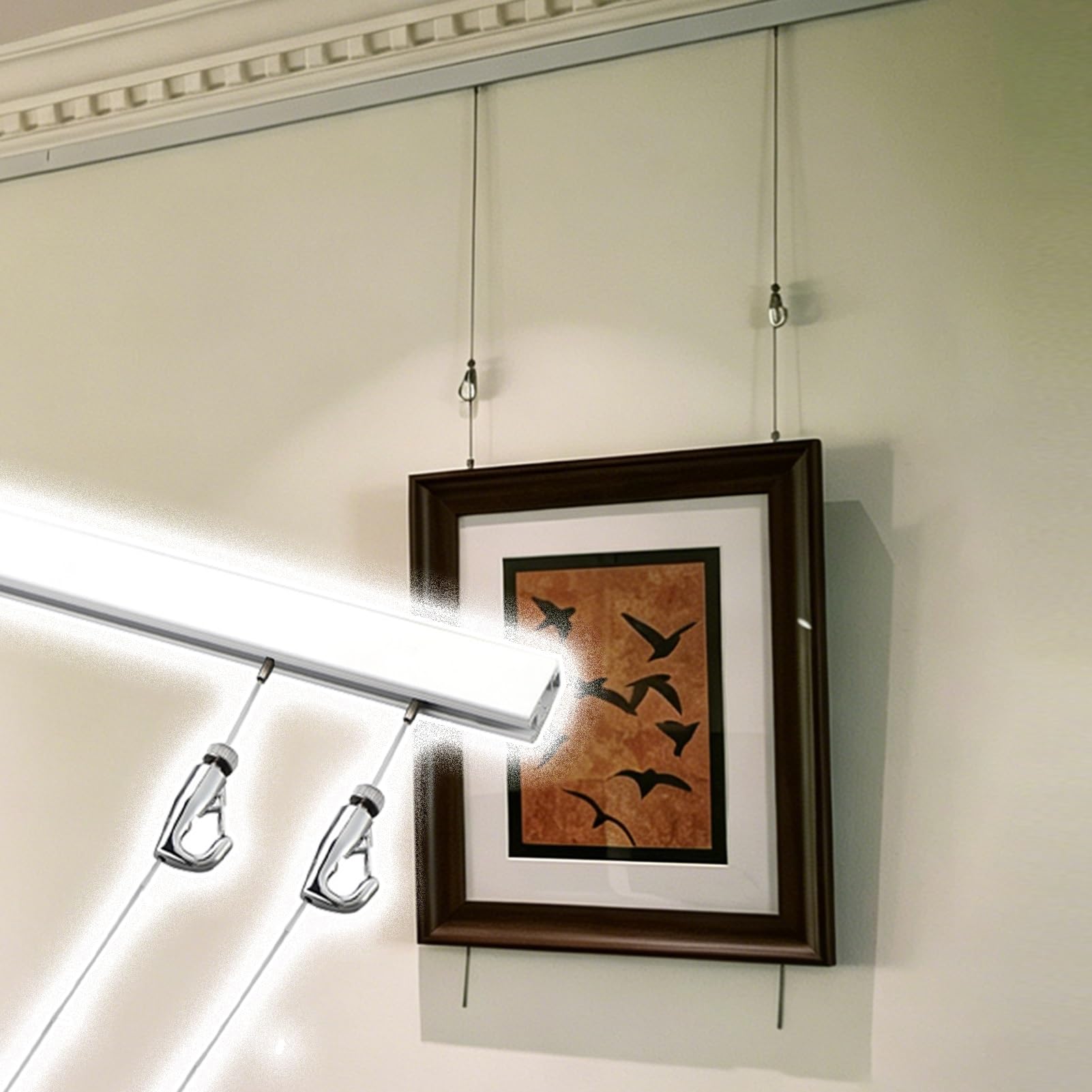 Système d'accrochage de Tableaux à Haute capacité de Charge - Support d'affichage Photo Moderne et recoupable avec Rail de 75 Pouces et câble de 3,3 Pieds/1 m - Idéal pour Les miroirs et Les