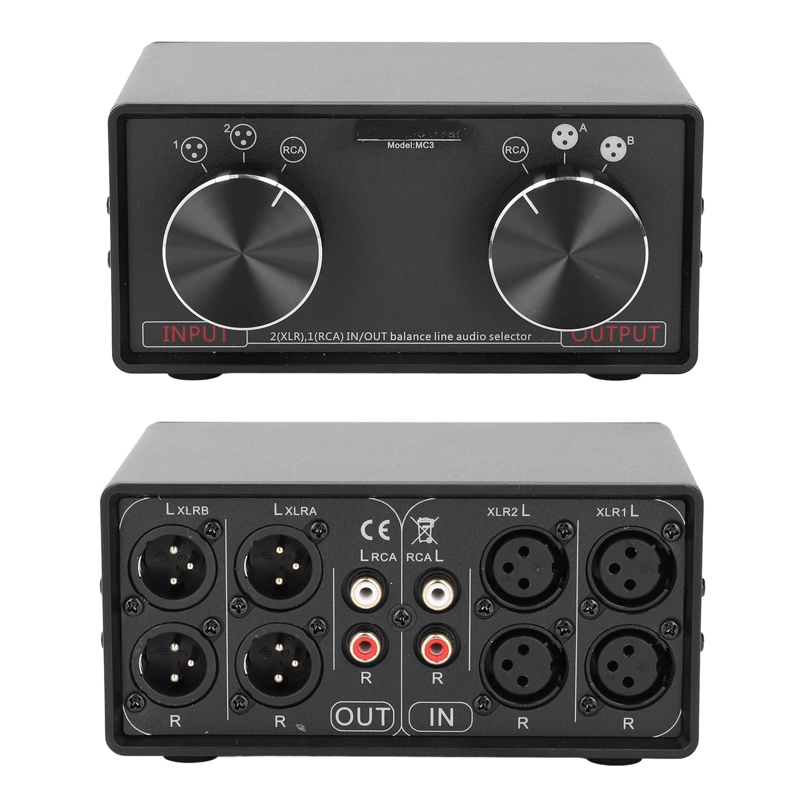 Convertidor XLR estéreo de 3 entradas y 3 salidas, conmutador de audio balanceado a no balanceado, puertos chapados en oro, reducción de ruido, alta fidelidad para estudios