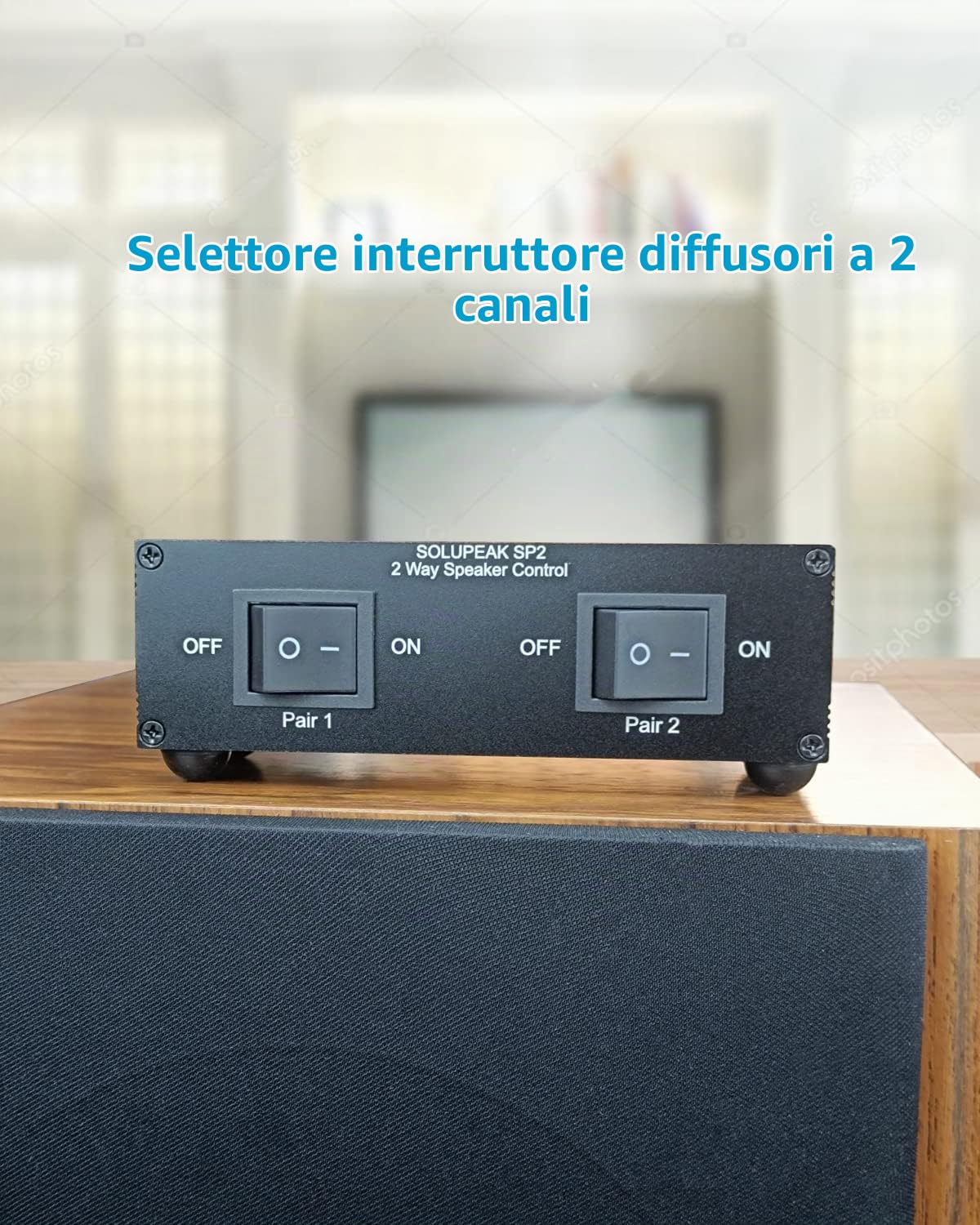 Premium 2 Zone Speaker Selector Switch Box, 2 Way Stereo Audio Speaker Switcher Distribution Box for Multi-Channel High Power