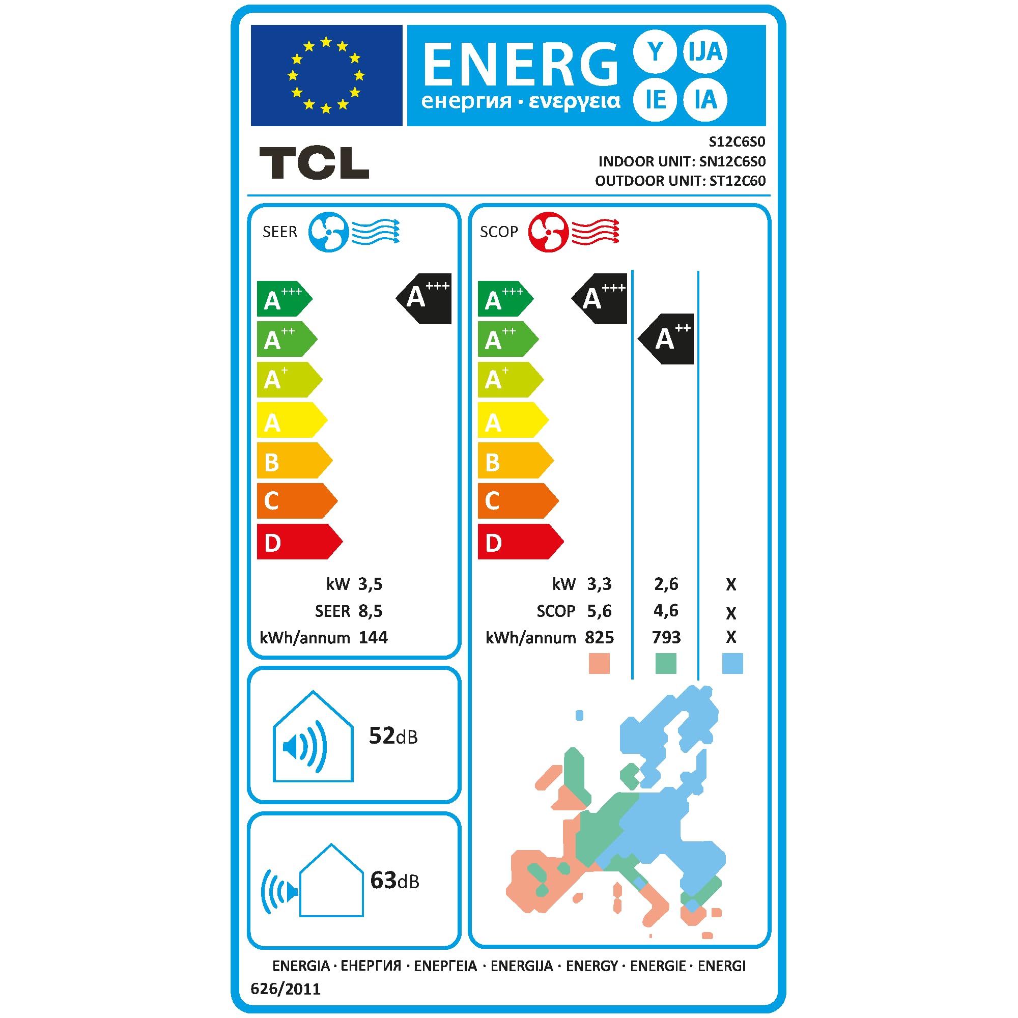 TCL Aire acondicionado Split FreshIN 12000 BTU con filtro QuadruPuri y flujo de aire de 360°, sistema de filtrado y autolimpieza, WIFI, aplicación y control