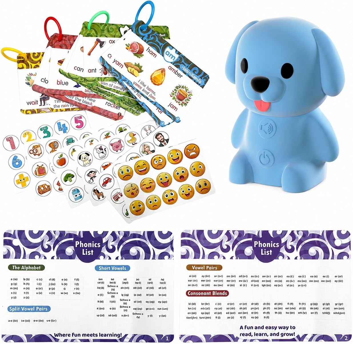 Interactive Learning Toys with Talking Pen for Preschool Education, Early Learning Activities, Electronic Educational System (Dog with Phonics)
