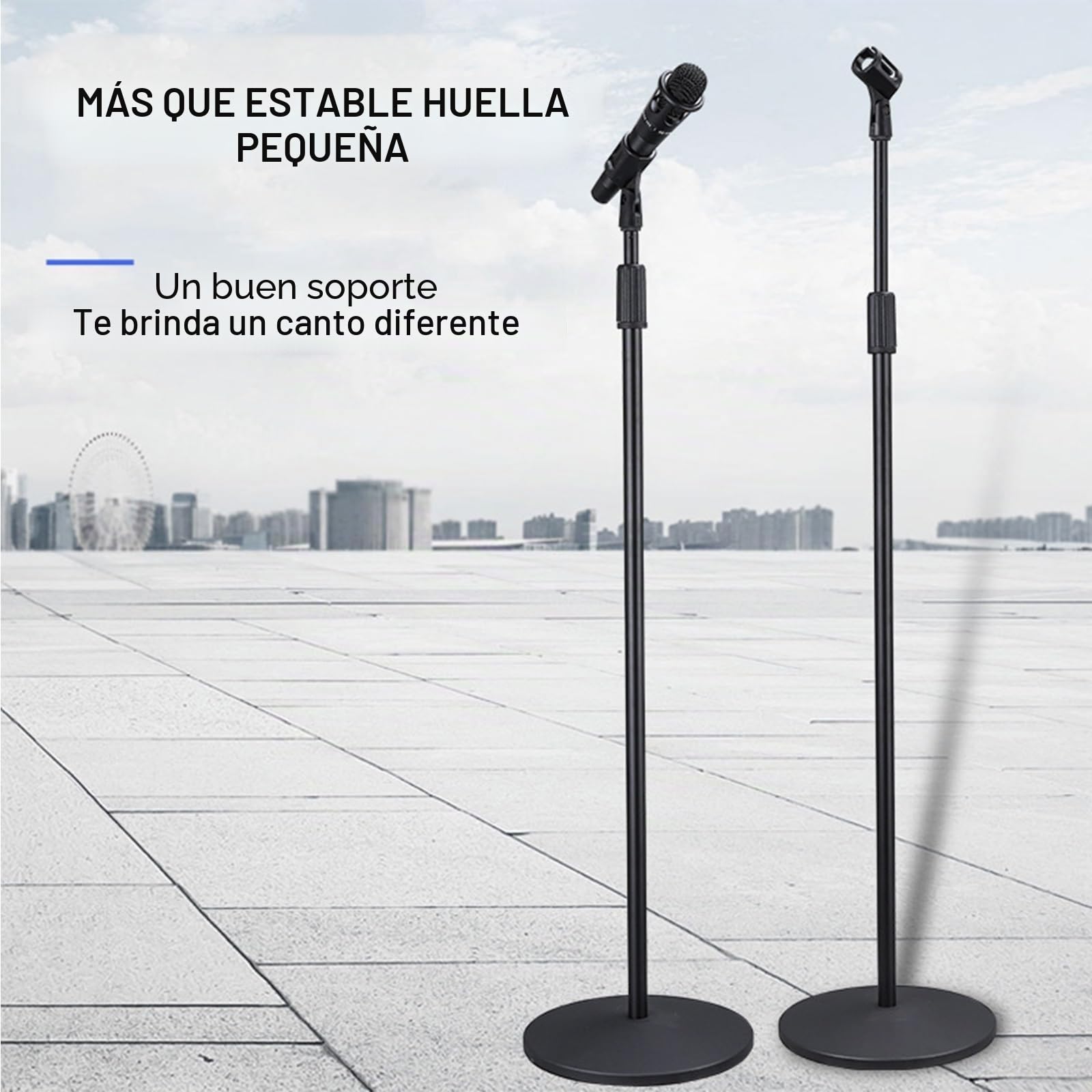 Soporte Microfono pie, Soporte de Suelo para Micrófono de Metal Ajustable de alta Resistencia, Adecuado para Cantar/Transmitir en vivo/Escenario, con Base Redonda Ponderada, Soporte Micro ( Color : B