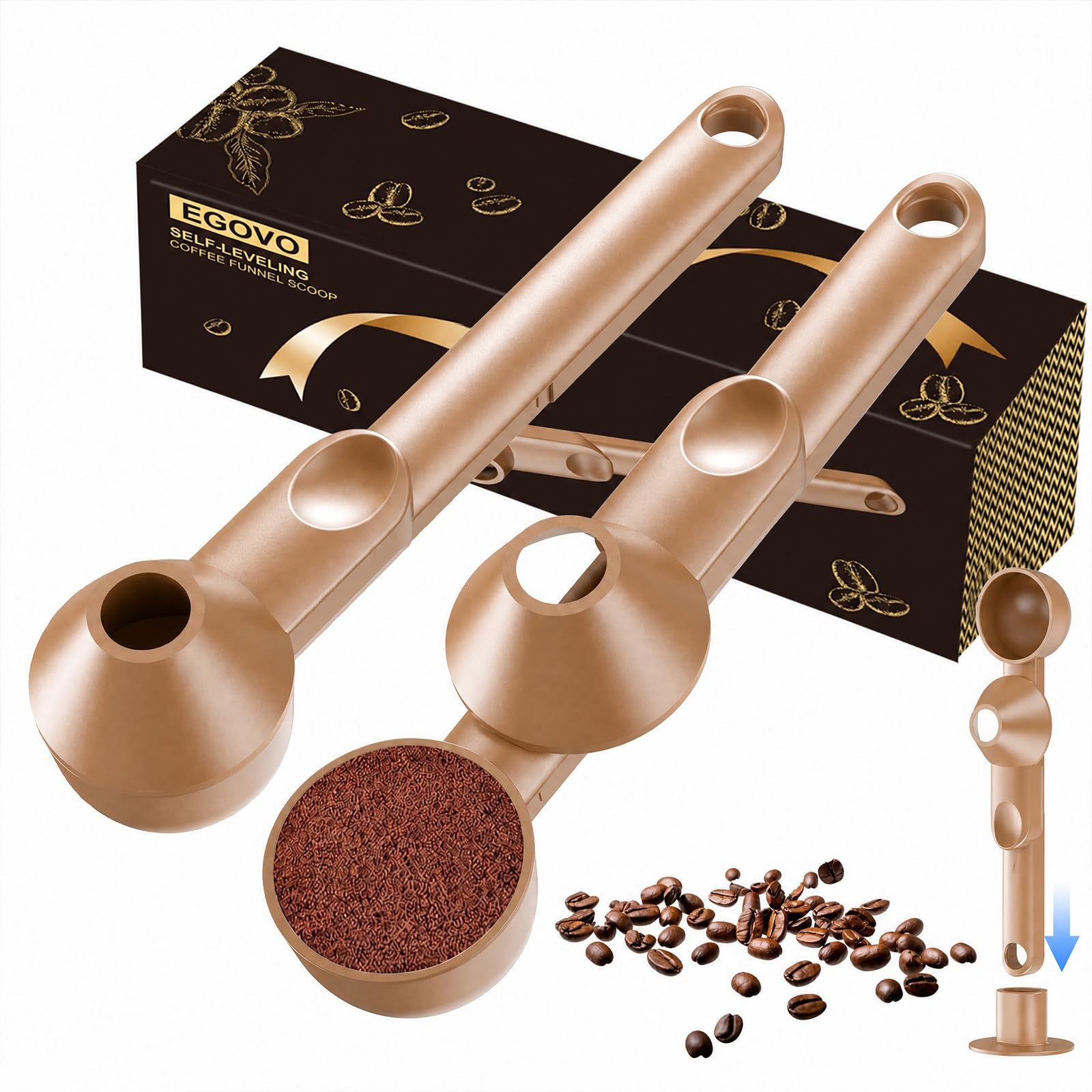 2 Pcs Coffee Scoop with Funnel for Reusable K Cup, 2 TBSP Measuring Spoon