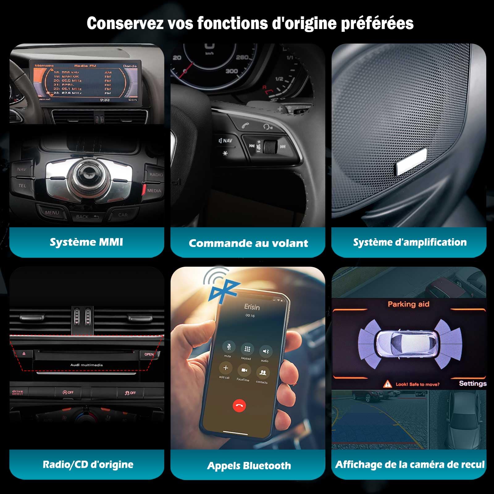 8 Core Android 16 Autoradio Carplay pour Audi A4 B8 A5 B8 GPS Navigateur | 10,25 pouces 4GO+64GO Android Auto Canbus SWC DSP IPS WiFi 4G DAB+ DVR Bluetooth Écran tactile