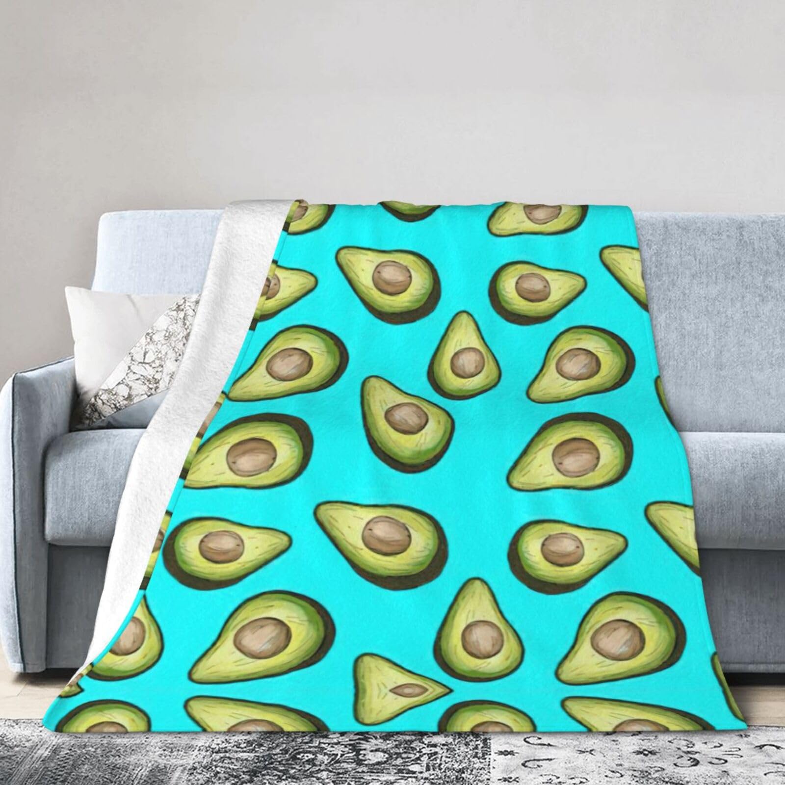 Soft Cosy Fleece Warm Throw Fresh Tropical Fruit Avocado Print Blanket