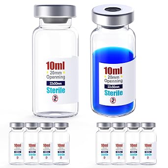 Sterile Empty Vial with Self-Healing Injection Port, Aluminum Cap, Clear Glass, Round Bottom