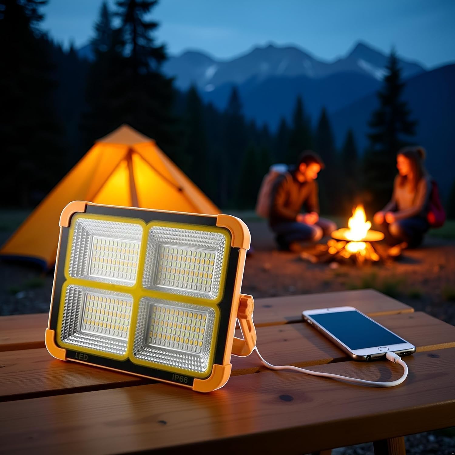 100W Solar Led Light Outdoor Waterproof LED USB Rechargeable Battery Emergency Solar Portable Light Fox - Flood Light Work Solar Light -4 Panel for Home, Garden, Camping, and Indoor Use-image-28