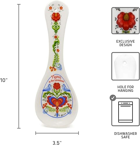 Miniatura 3 de Cuchara decorativa de cerámica para cocina de E.H.G  Birds Artwork "Nana is the Greatest"