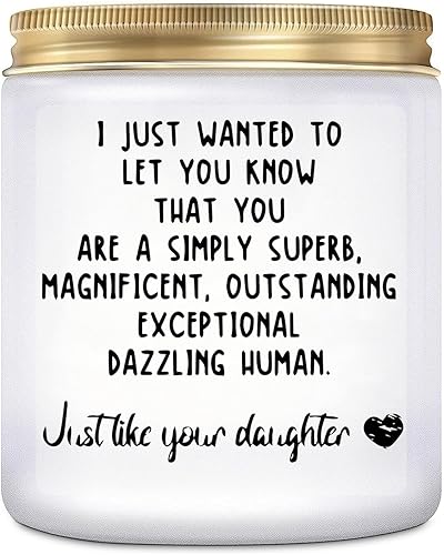 Divertida vela de regalo para mamá papá de hija 7 onzas de cera de soja lavanda perfumada de largo tiempo de combustión para mamá, regalos únicos