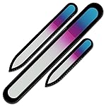 Nail File - Mont Bleu Premium Set of 3 Glass Nail Files in Pouch - Birthday Gifts for Women - Rainbow Colors - Genuine Czech Tempered Glass - Glass Nail Files for Natural Nails - Gifts