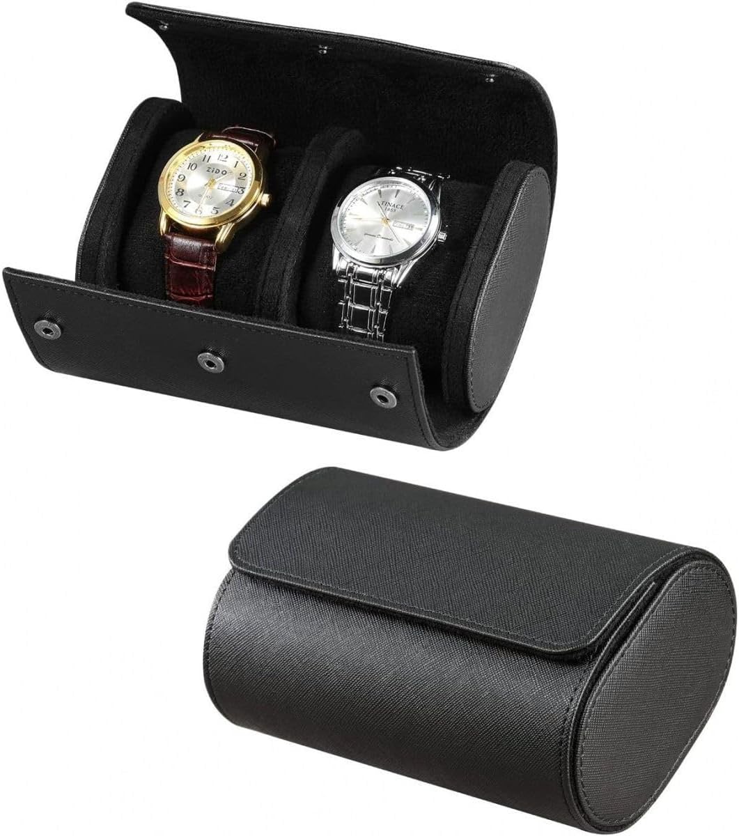 Luxury Watch Travel Case for Men – Premium Leather Watch Roll with Soft Compressible Pillows Fits Rolex, Omega & Apple Watch Ultra