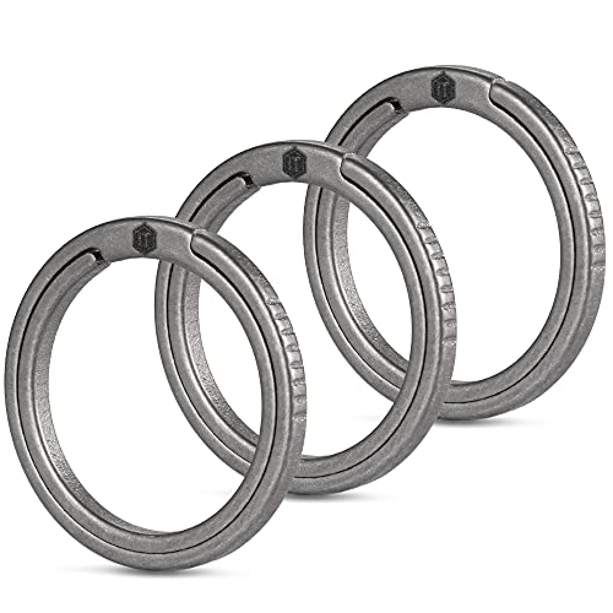 KeyUnity Titanium Flat Key Rings, 33/25/17.5mm Side Pushing Split Ring for Key Carabiner Flashlight Dog ID Collar Tag(3L)