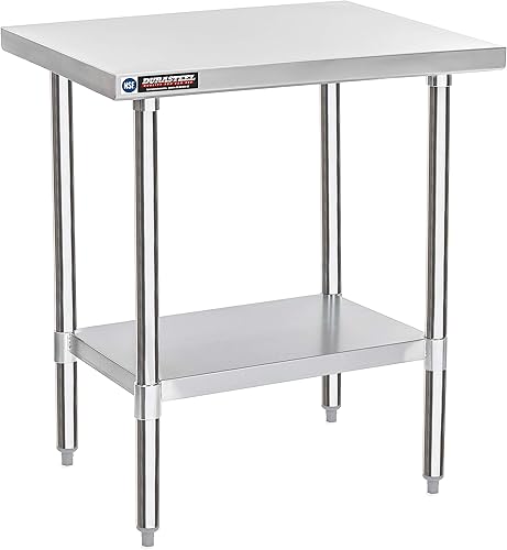 Miniatura 29 de DuraSteel 24x12 Pequeña Mesa de Acero Inoxidable - NSF Metal Angosta Comercial para Preparación de Alimentos, Mesa de Trabajo Lateral con Estante