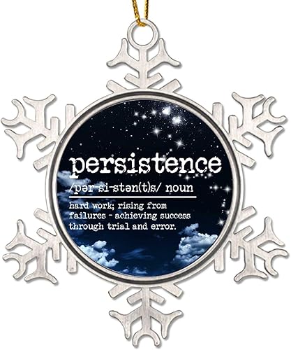 Miniatura 1 de CowkissSign Adorno de copo de nieve de metal  Adorno de persistencia  Definición sustantivo adorno de Navidad  Persistencia Navidad Recuerdo Regalos