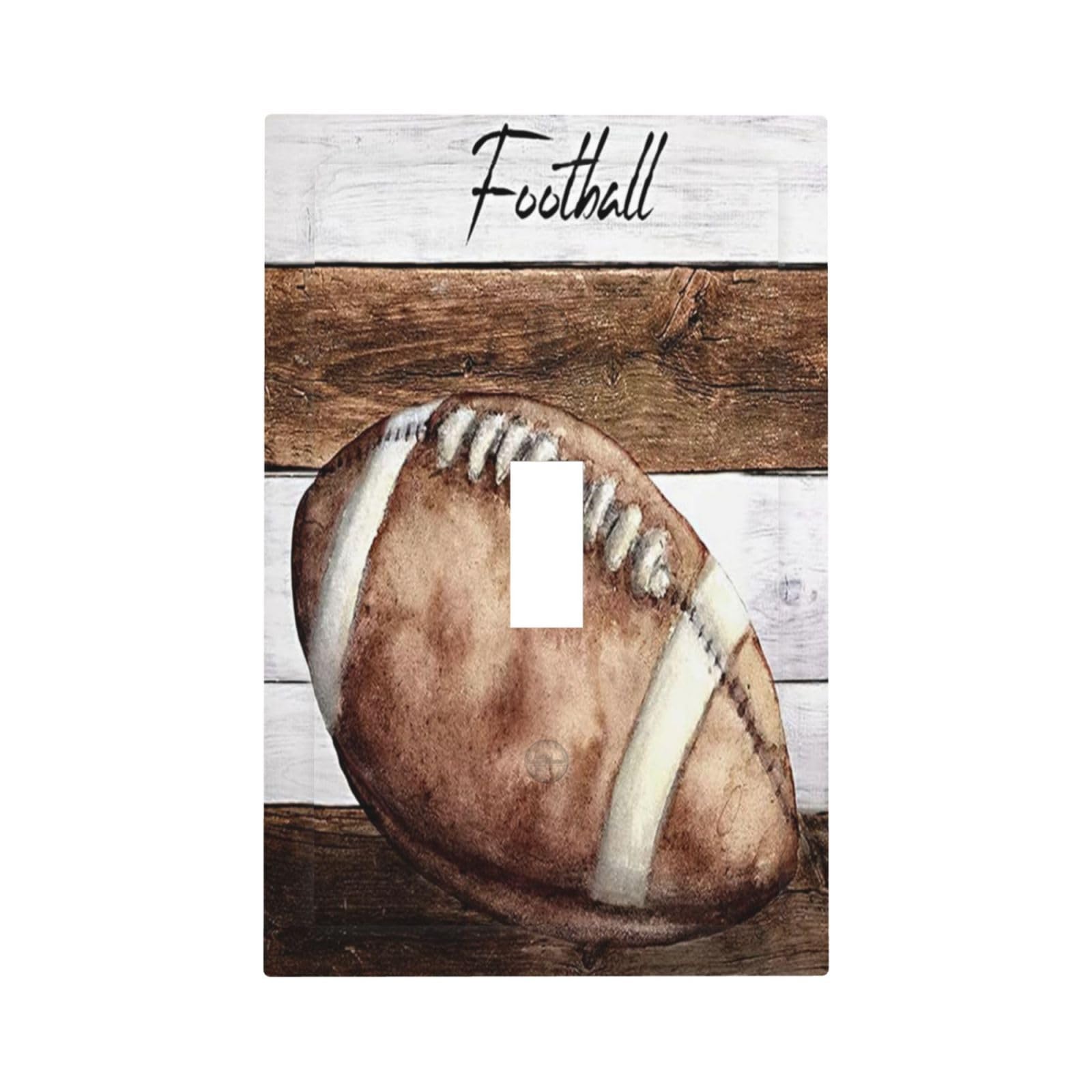 Wpshijia Sports Football Rustic Wooden Plank 1 Gang Single Toggle Light Switch Covers Decorative Wall Plate Switchplate Electrical Faceplate for
