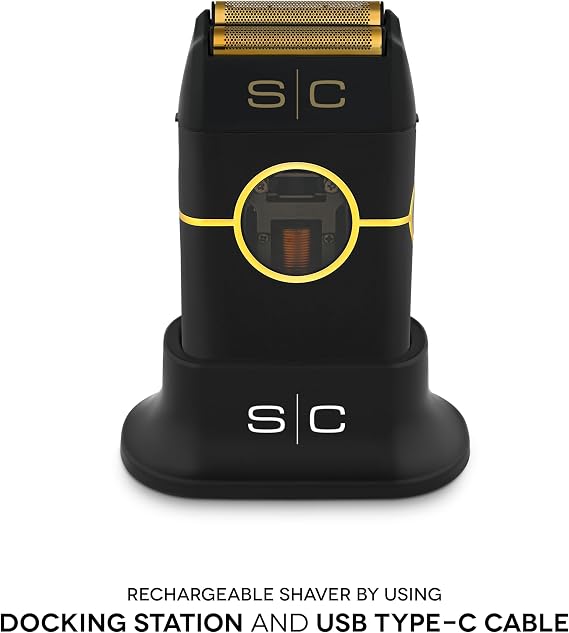 Stylecraft Instinct Metal Professional Foil Shaver by Gamma+ | Cordless Beard & Hair Shaver for Men | 150-Min Runtime | USB-C Charging | Hypoallergenic Foil | Full Metal Body (Black)