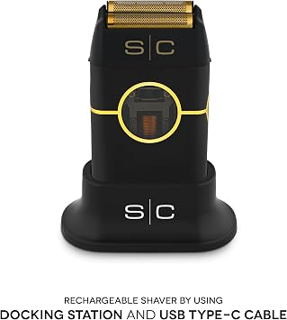 Stylecraft Instinct Metal Professional Foil Shaver by Gamma+ | Cordless Beard & Hair Shaver for Men | 150-Min Runtime | USB-C Charging | Hypoallergenic Foil | Full Metal Body (Black)