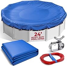 24 Ft Round Premium Heavy-Duty Winter Pool Cover - Royal Blue, Extra Thick and Durable, Tear-Proof, UV-Resistant, Reinforced Edges, Easy Install, All-Season Protection for Above Ground Pools