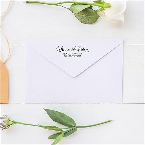 Miniatura 4 de Sello de dirección de devolución autoentintado para sobres de invitaciones de boda, sello de goma personalizado preentintado con tinta negra,