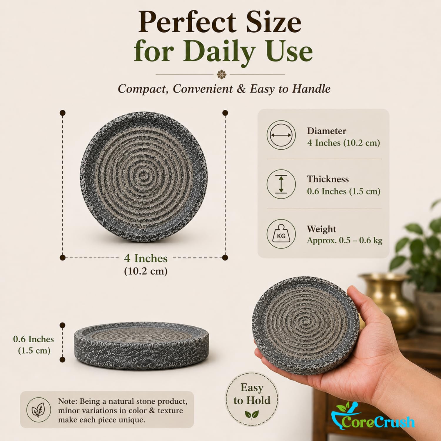 Haldi Grinder Stone - Natural Spice Grinding Slab -2 Haldi Grinder Stone - Natural Spice Grinding Slab -2