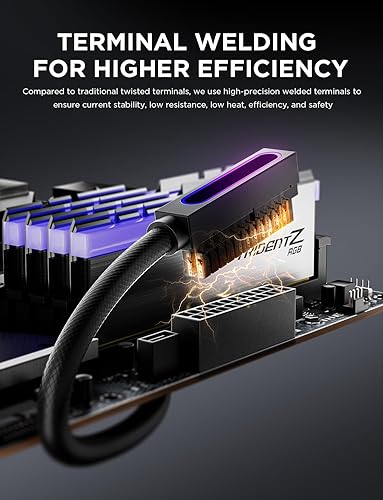 Miniatura 8 de AsiaHorse Hydrus-24PIN - Cable de extensión de fuente de alimentación para PC ARGB LED, cable de extensión de alimentación de placa base, diseño