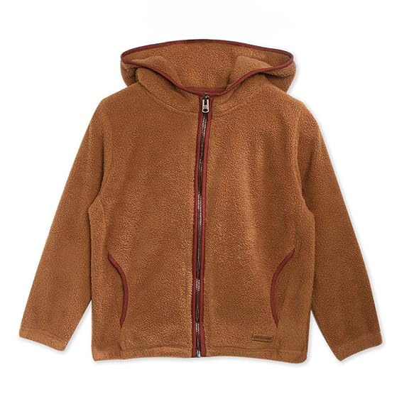 Cherry Crumble California Kids Unisex Boys & Girls Regular Fit Full Sleeves Hood Hoodie Solid Woven Casual Warm Soft Sweatshirt (SL-SWSHRT-5633BR_Brown)