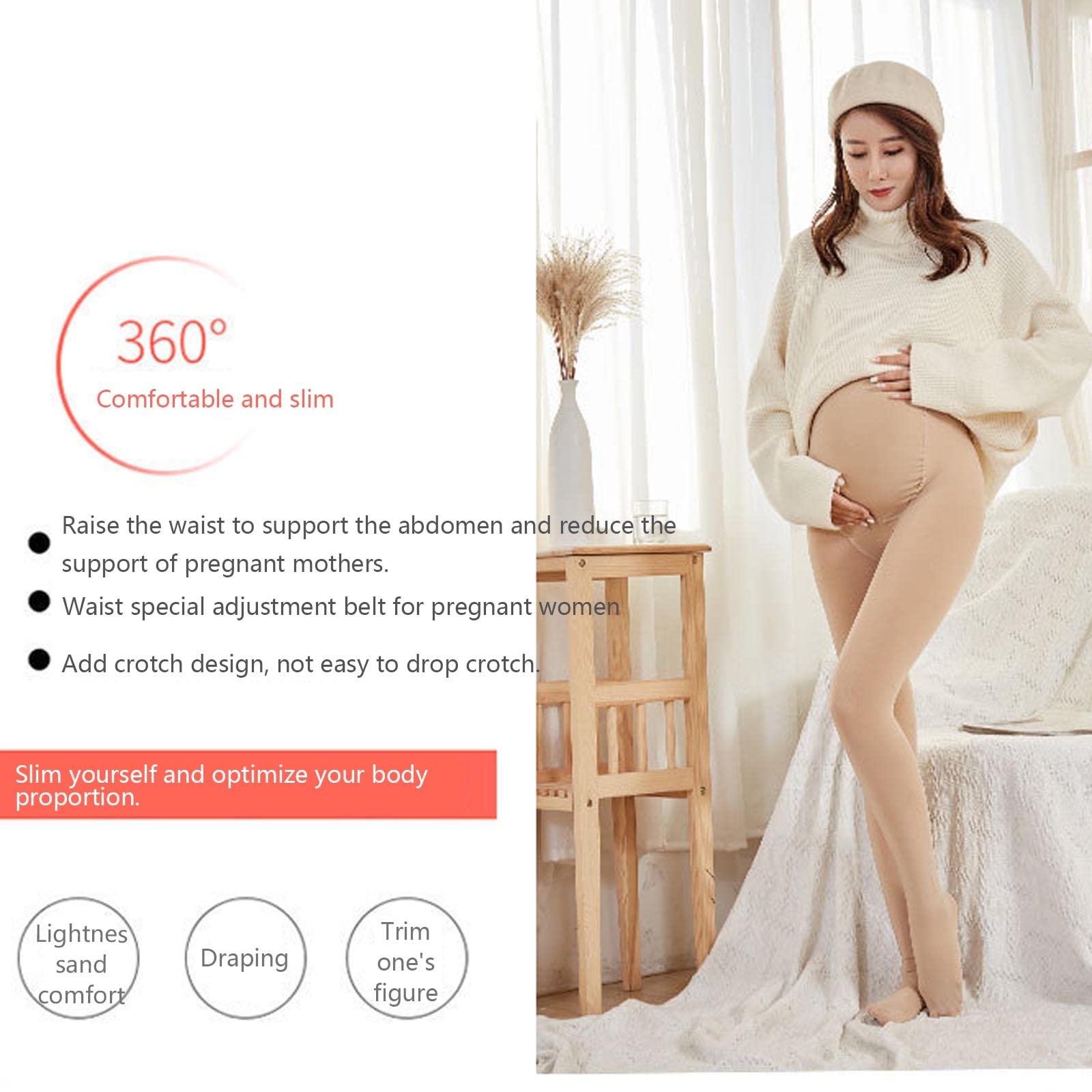 Zimowa moda ciążowa damskie legginsy ciążowe legginsy perforowane regulowany pas biodrowy legginsy polarowe, czarne, dodatkowe majtki