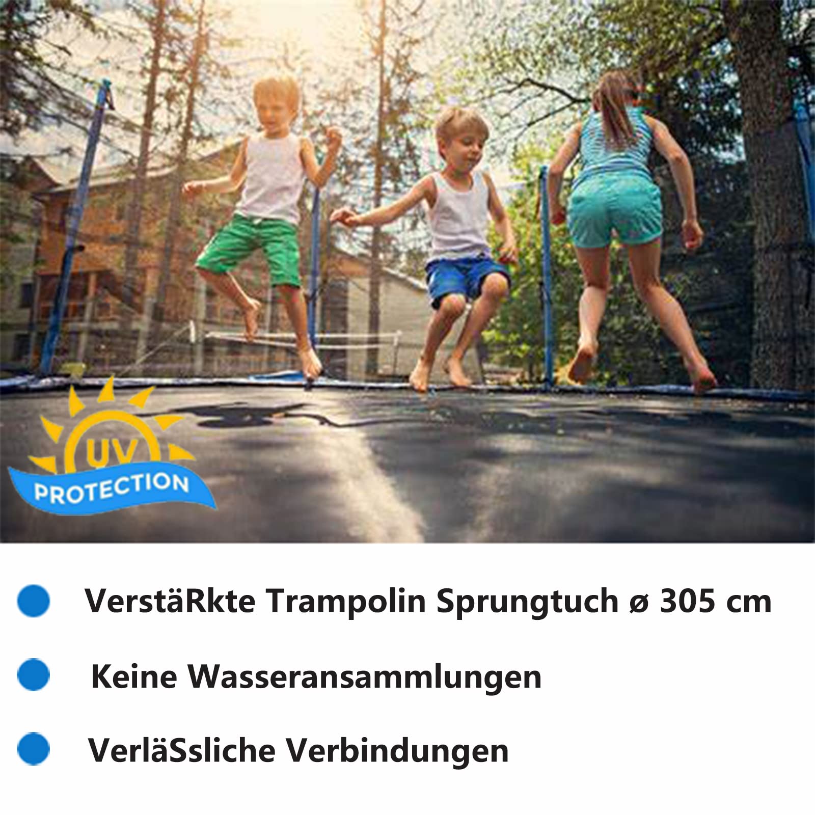Wymienna mata do trampoliny 35 cm, 54 / 56 / 60 / 64 pierścienie, wodoodporna, 8-rzędowy ścieg, odporna na promieniowanie UV mata do skakania do trampoliny akcesoria ze ściągaczem sprężynowym