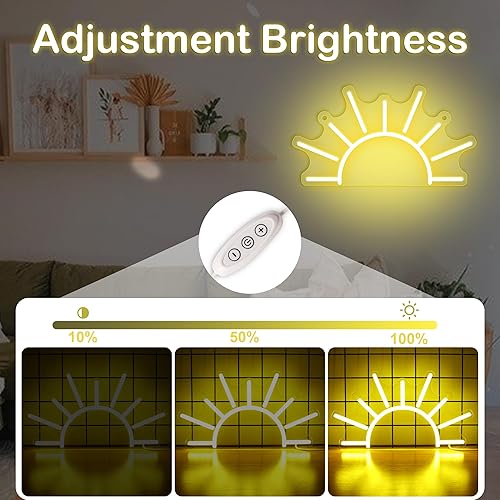 Miniatura 2 de Attivolife Letrero de neón para decoración de pared, luz de neón de puesta de sol amarilla dorada con alimentación USB regulable, luz LED para