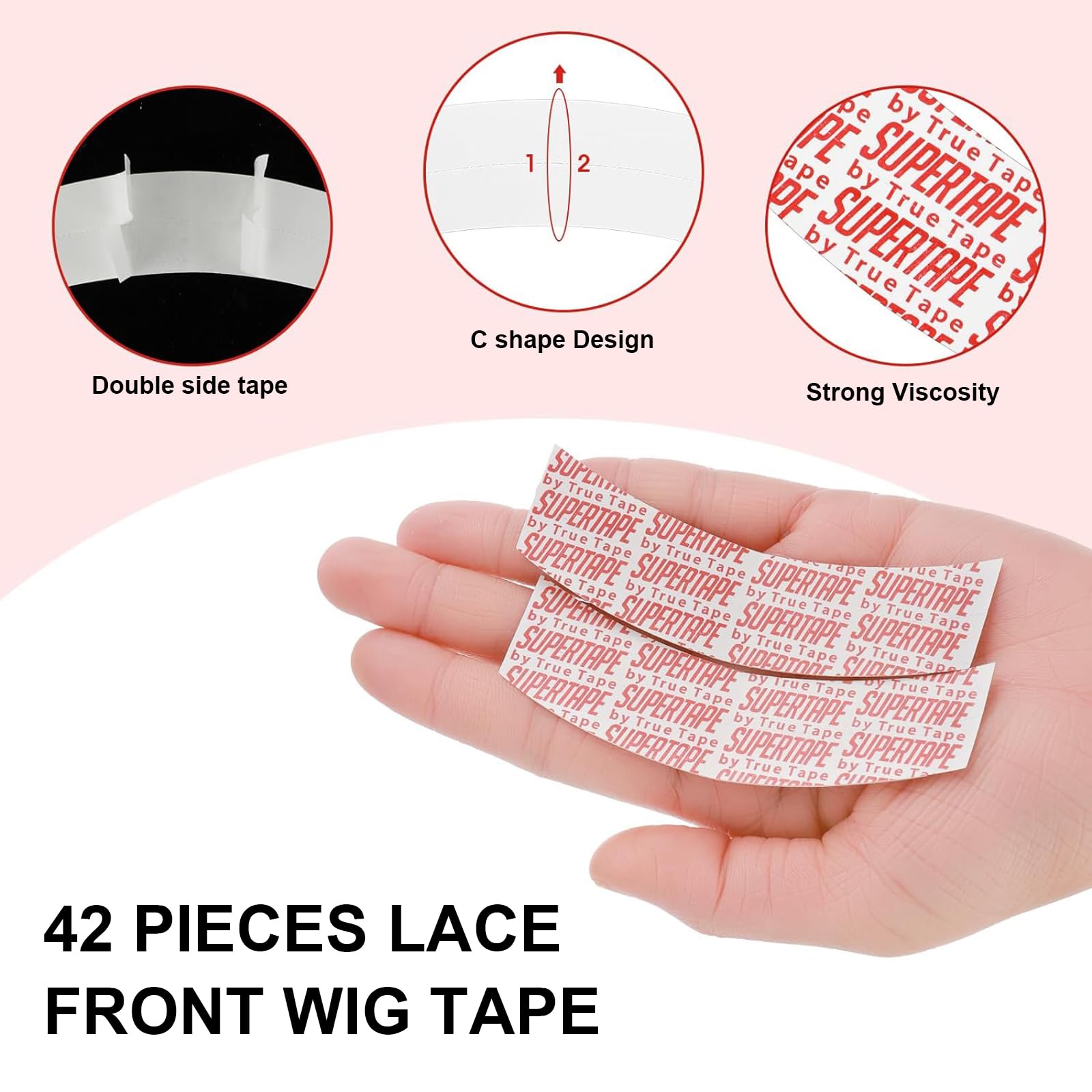 42 Piezas Cinta Pelo Transparente Cinta de Extensión de Pelo Cinta Adhesiva de Doble Cara para Extensiones de,para Sistemas Capilares,Postizos,Pelucas,Tupés Y Extensiones