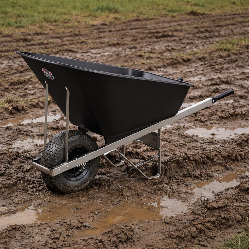 Schubkarre aus Kunststoff, 160 Liter, mit pannensicheren dicken Reifen, ideal für Reiter, Gärtner, Hof- und Gartenpfleger, Landwirte, Stallarbeiter, Kleingartenbesitzer