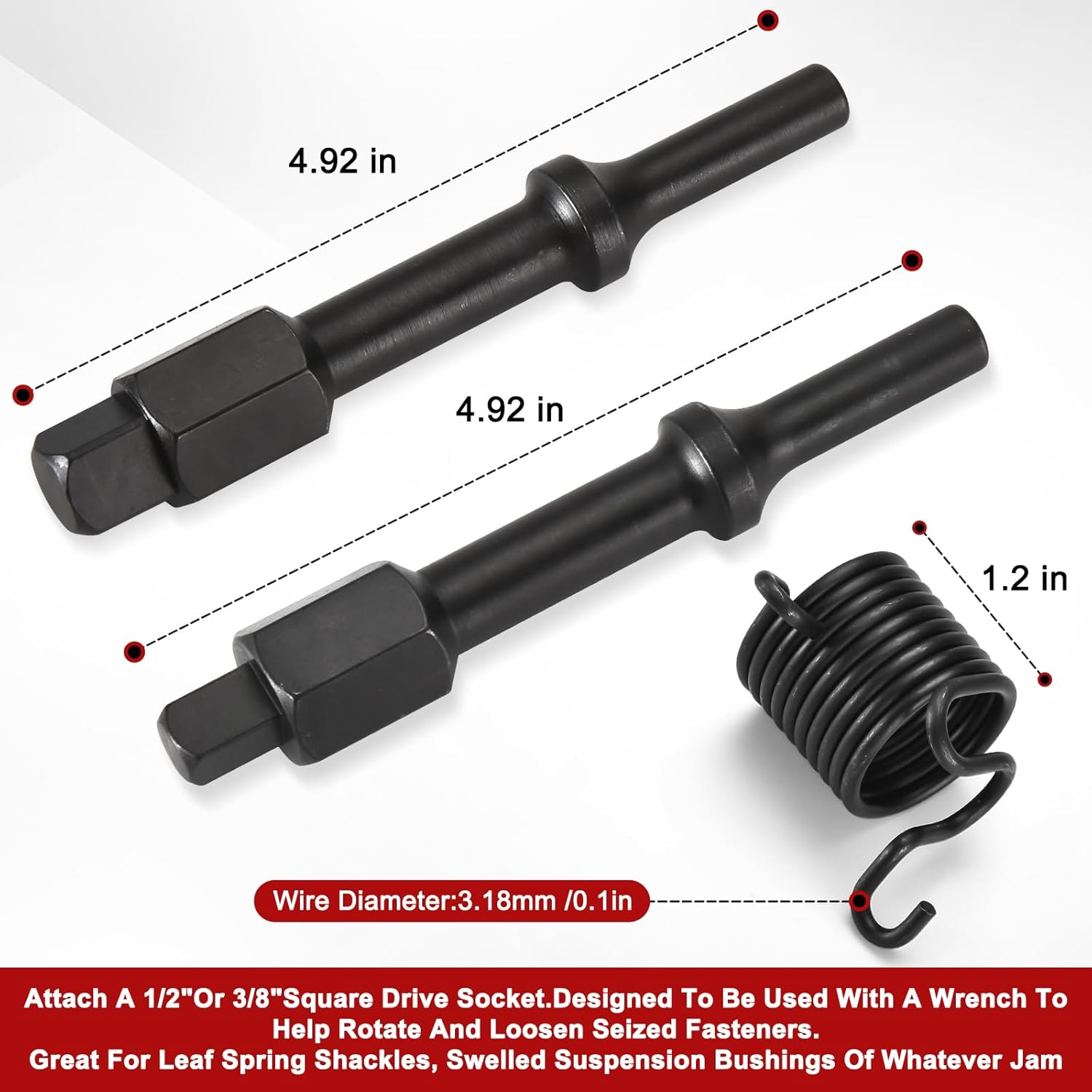 32029 Pneumatic Bolt Breaker Set, with Air Hammer Spring, Pneumatic Bit Set, 37315 3/8“ & 37316 1/2” Bolt Breaker Shake 'n Break, Black Oxide Finish