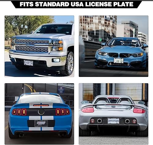 Miniatura 6 de Marcos de matrícula con la bandera estadounidense, paquete de 2 marcos de matrícula patrióticos negros de Estados Unidos, soporte de matrícula de