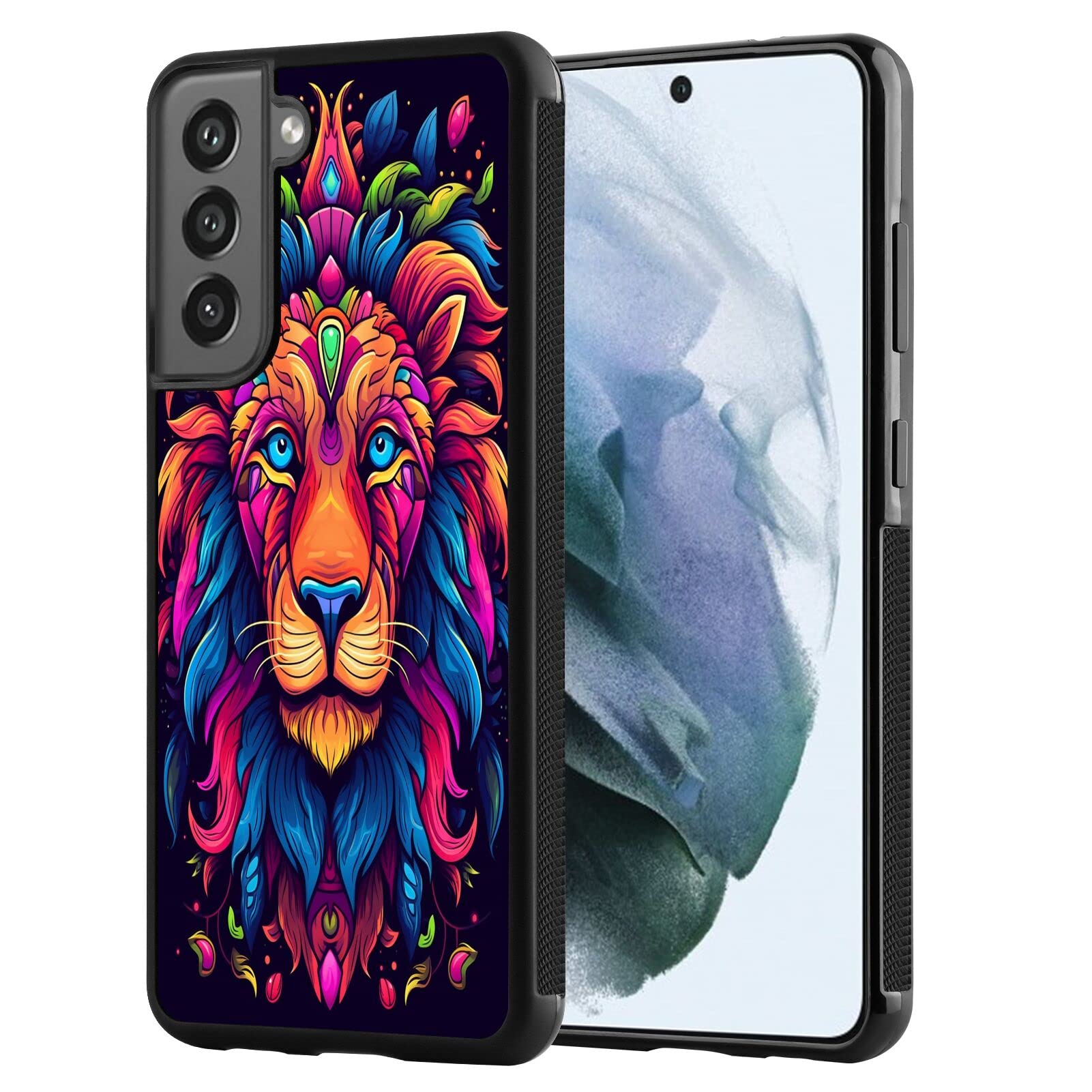 Case Suitable for Samsung Galaxy S22+ Designer Lion Art084 Design Pattern Soft Black TPU Rubber and PC Anti-Slip Full Body Protective Phone Case