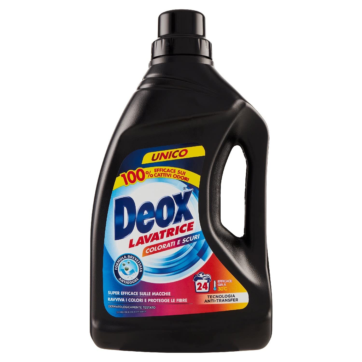 Deox - Detersivo Lavatrice Liquido Colorati e Scuri, 144 Lavaggi, Smacchia e Ravviva i Colori, con Tecnologia Anti-Transfer, 1200ml x 6 Confezioni