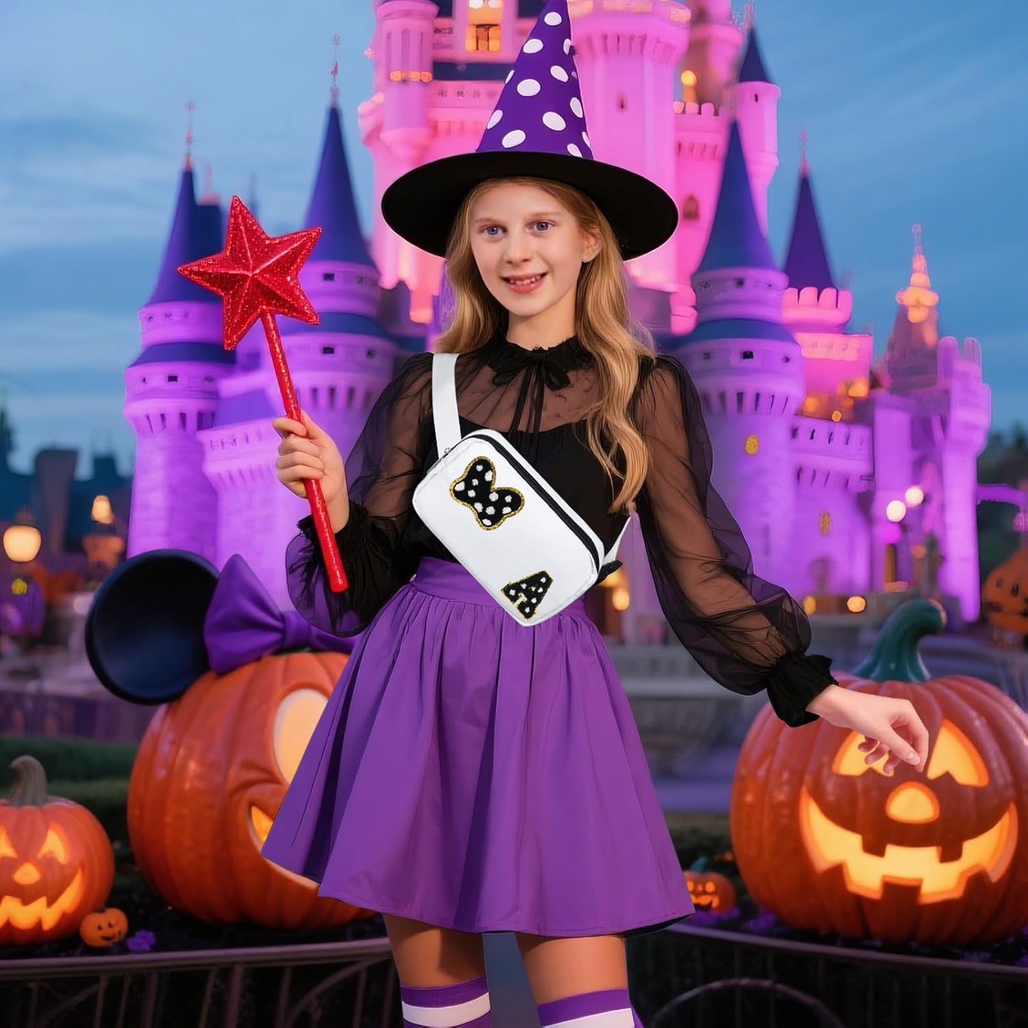 Chenille Initial Letter Bow Mouse Fanny Pack, Waterproof Park Crossbody Bag Christmas Birthday Gifts for Teen Girls Daughter Women Kids Adults, Cute Belt Bag Must Haves for Park Travel (A, White) - Image 7