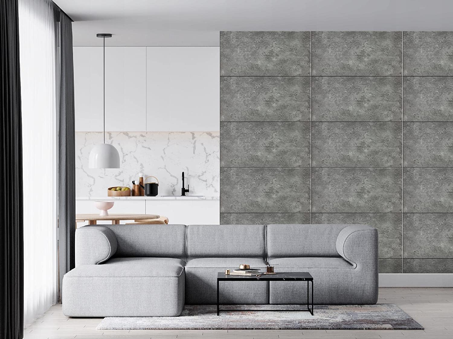 Panele ścienne DECCART o wyglądzie betonu - panele sufitowe - okładzina ścienna okładzina sufitowa z imitacją betonu - 100x50 cm - ciemnoszary - 7014 XL - 32 sztuki (16 m²)