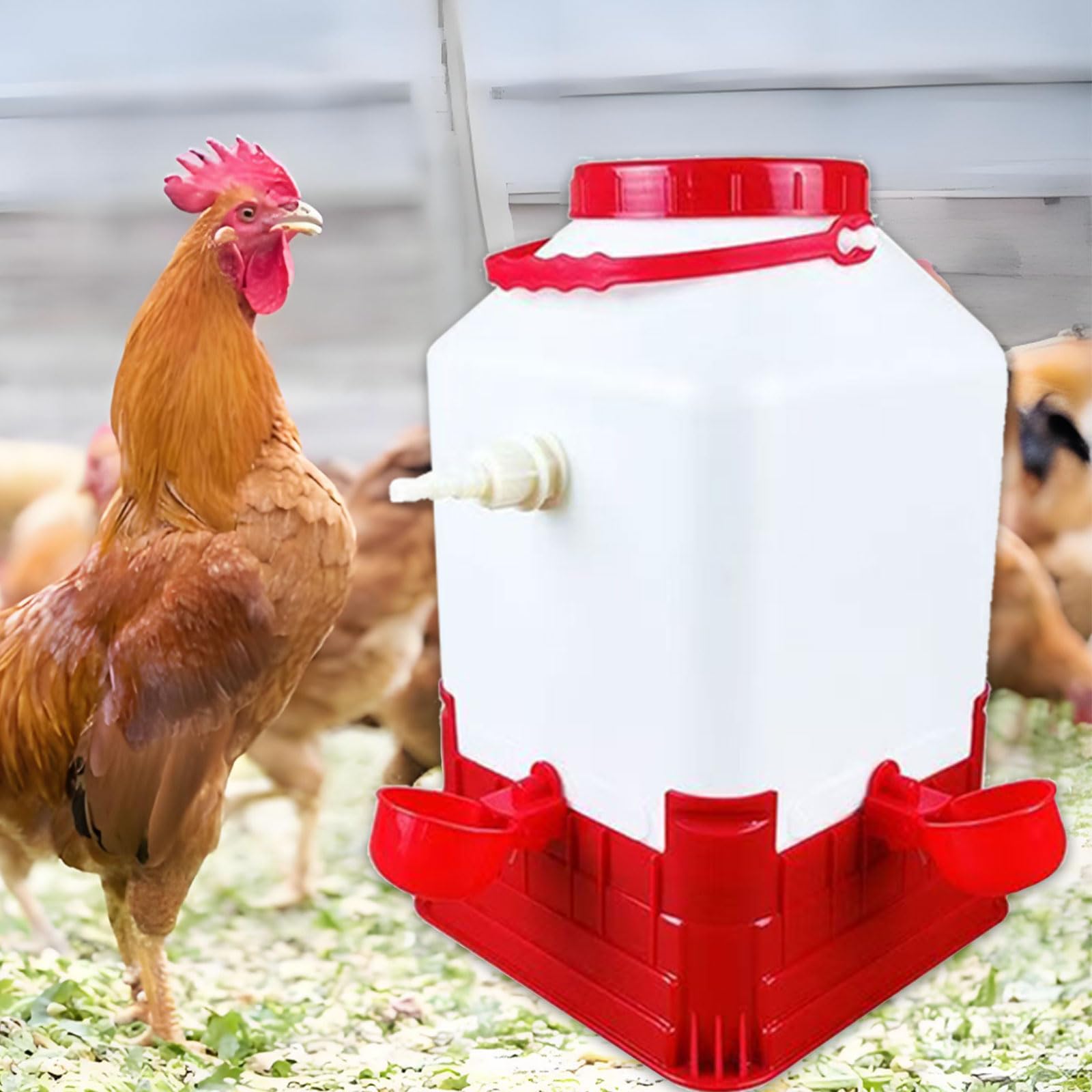 Alimentador automático para pollo, diseño antiresiduos, para aves de corral, gansos, patos, sello a prueba de fugas, herramienta de alimentación antiderrames, dispensador de agua de pollo a
