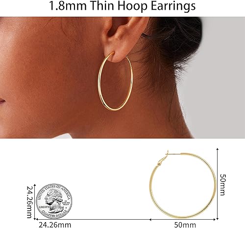 Miniatura 7 de Gacimy Gold Hoop Earrings for Women 14K Gold Plated, 925 Sterling Silver Post Hypoallergenic Earrings Hoops for Women
