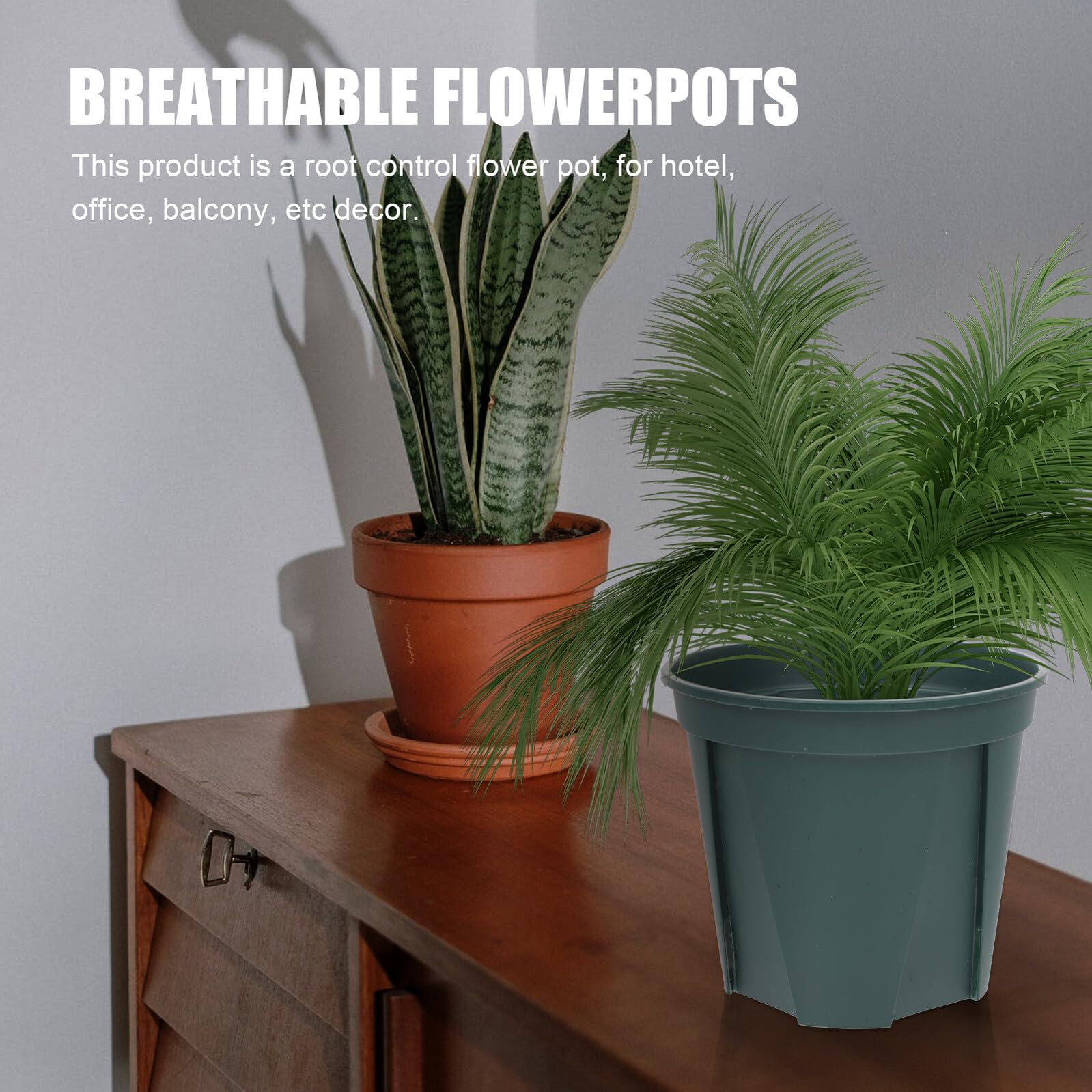 5 Pièces Contrôle Racines Pot de Fleurs Rond Conteneur Plastique Ventilé pour Plantes Vertes Adapté Orchidées Rosiers et Scindapsus Intérieur et Extérieur Balcon et Jardin