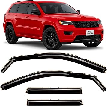Voron Glass Inch Channel Ultra Durable Rain Guard for Jeep Grand Cherokee 2011-2020 Window Deflector Vent Window Visors 4pcs - 220125 Black