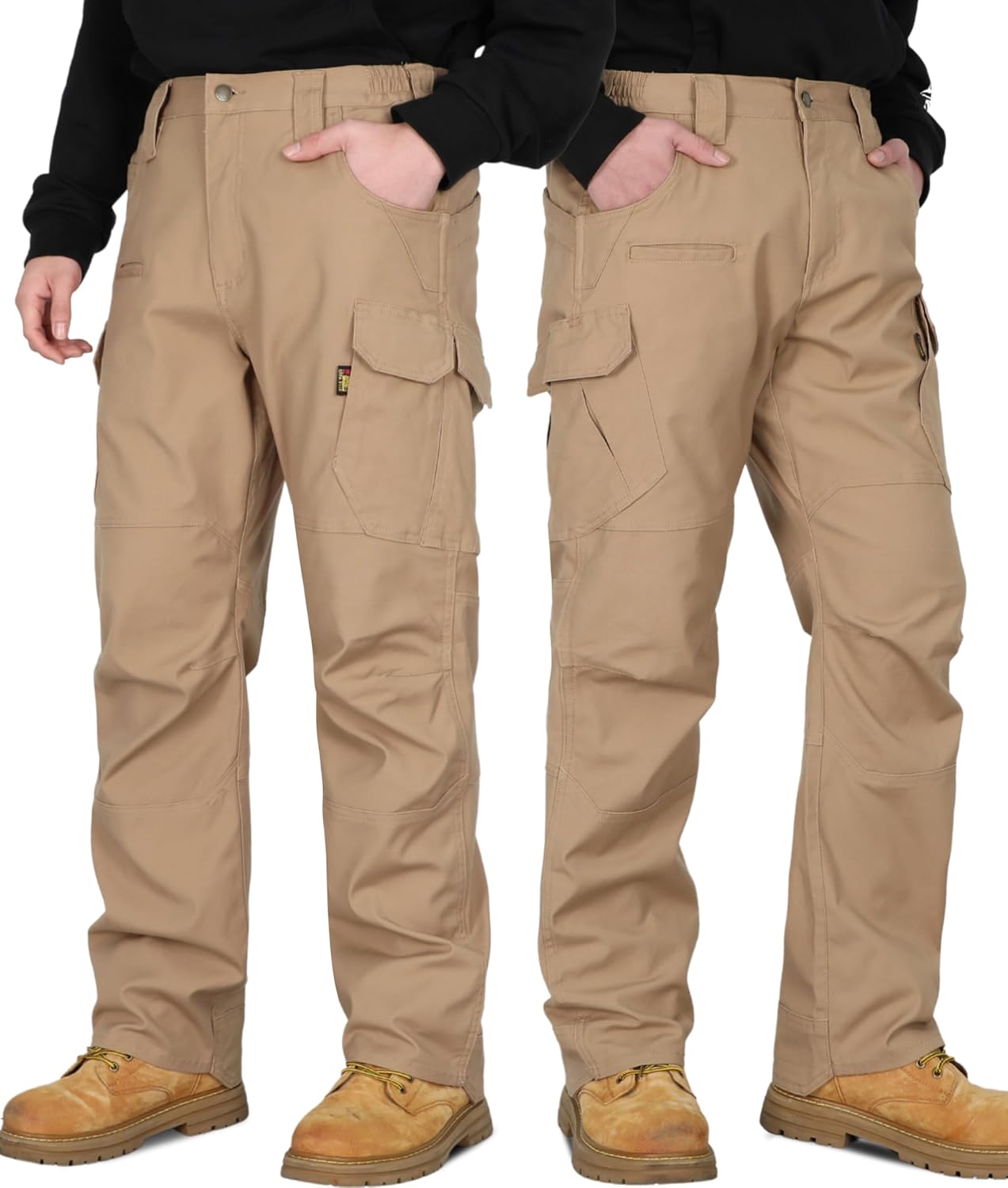 BOCOMAL FR Pants for Men Cargo Pockets Dura-Stretch Rip-Stop Soft Flame Resistant Reinforced Work Jeans Relaxed Fit - Image 2