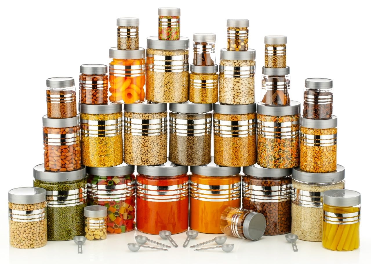See full amazon price history chart for PRAYATI Kitchen Accessories Items, Plastic Storage Containers Jars with Plastic Cap - 100% Food Grade, Airtight, (24 Pcs) (Gold) PRAYATI Kitchen Accessories Items, Plastic Storage Containers Jars with Plastic Cap - 100% Food Grade, Airtight, (24 Pcs) (Gold) (B0D8BG9122) Amazon Price History, Amazon Price Tracker