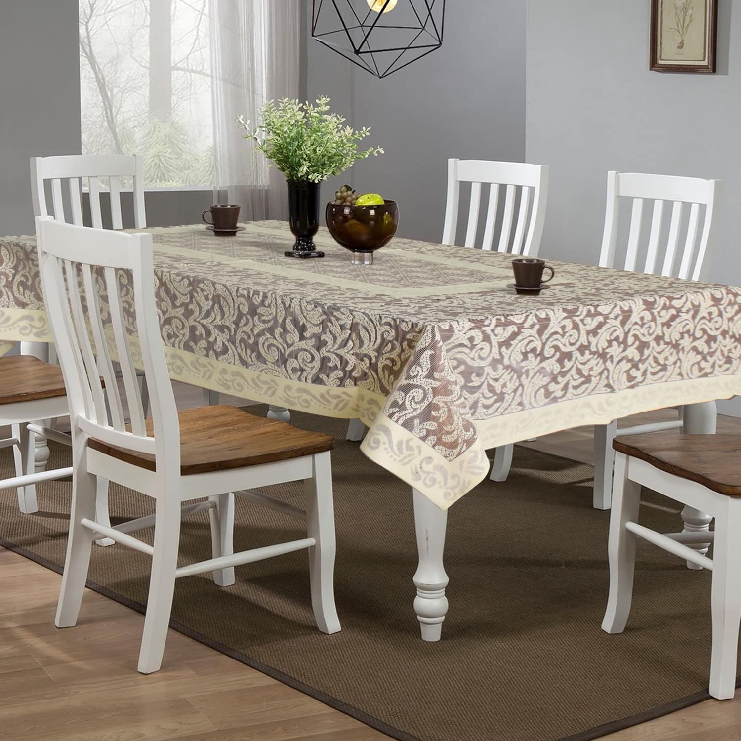 Kuber Industries Cotton Table cloth for 6 Seater|Stylish Dining Table Cover|Idol for Indoor, Outdoor 90x60 Inch (Maroon) (B0CFDYWXD5) Amazon Price History, Amazon Price Tracker