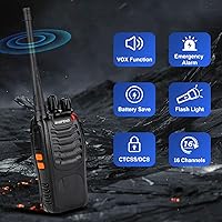 Vista 6 de Walkie Talkies Baofeng 888S recargables de largo alcance con auriculares para adultos, radio profesional de 16 canales, radios de mano