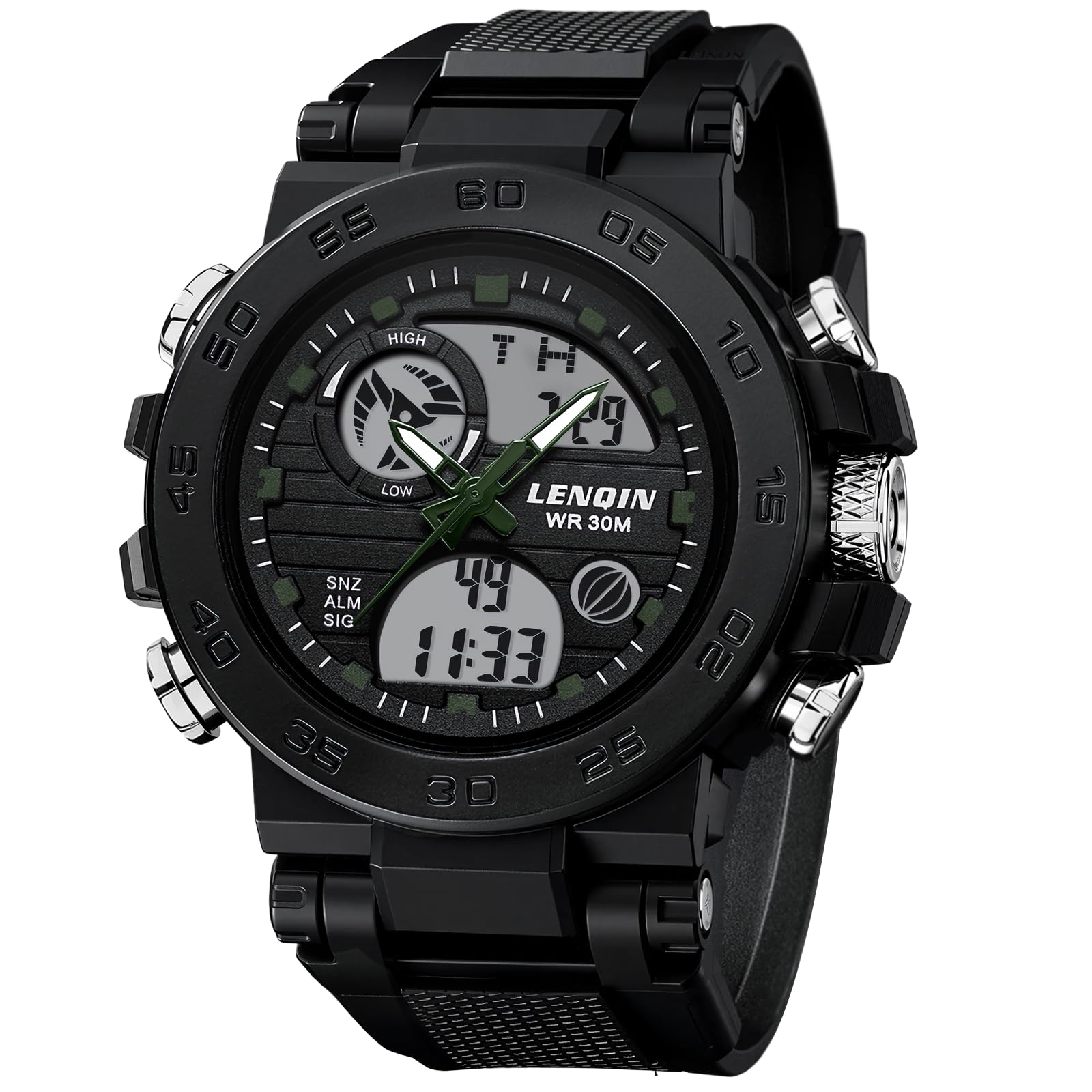 LN LENQIN Mens Watches Digital Military Watch for Men Stopwatch Army Survival Tactical Sports Outdoor Big Face Waterproof Men's Wrist Watches with LED Backlight/Timer/Alarm/Date