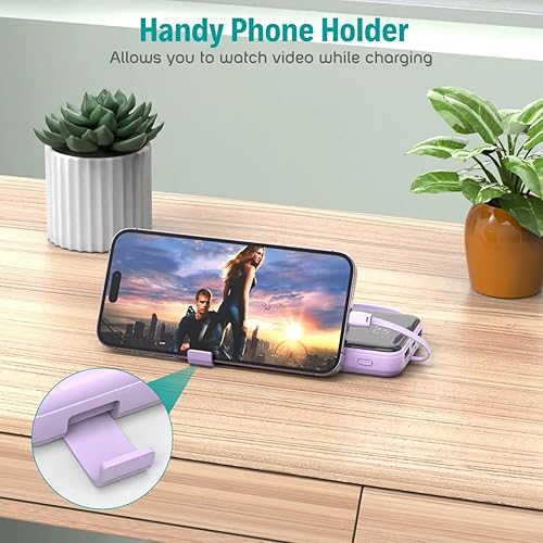 Miniatura 6 de Cargador portátil con cables integrados, cargador de batería USB C delgado de 10000 mAh, 5 salidas y 3 entradas, batería externa de alta velocidad,